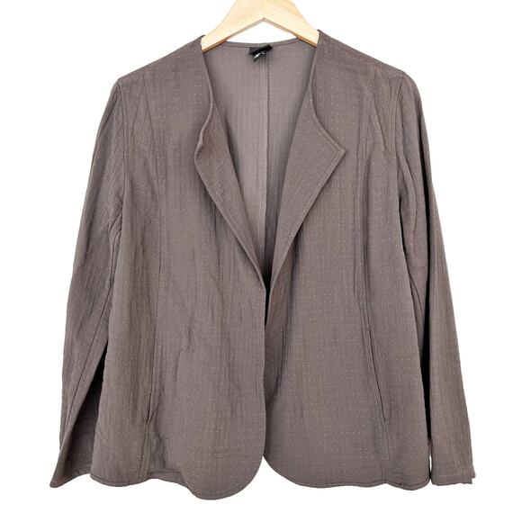 Eileen Fisher Brown Open Front Cardigan Blazer Sz M - Picture 1 of 7